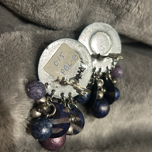 Vintage IKARAMI Denim Hues & Crystals Earrings-Boutique - Picture 6 of 8